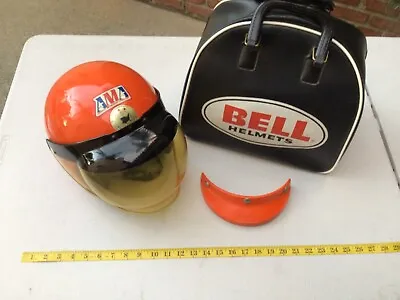 Vintage BELL MAGNUM Orange TOPTEX HELMET With BELL Bubble Shield + Visor + Bag • $1750