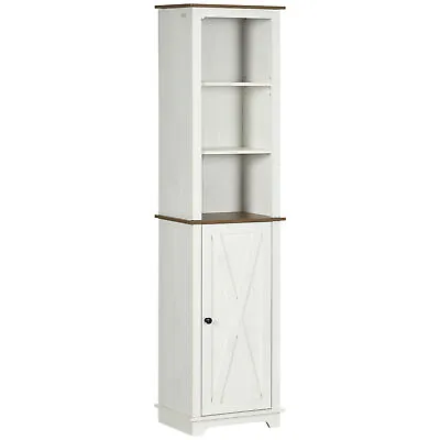 £59.99 • Buy Kleankin Tall Bathroom Cabinet Storage Cupboard With Door, Adjustable Shelves