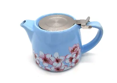 Alfred Blue Ceramic & Stainless Steel 20 Oz Pink Cherry Blossom Teapot & Infuser • £14.48