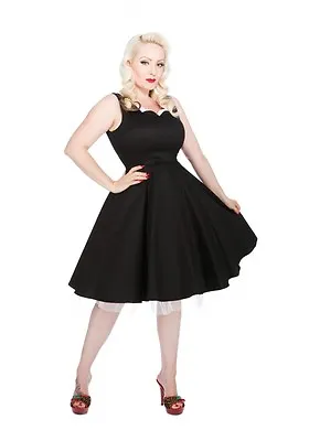 H&R LONDON SCALLOP BLACK WHITE COCKTAIL 50s PINUP PUNK VINTAGE PROM DRESS • $49.99