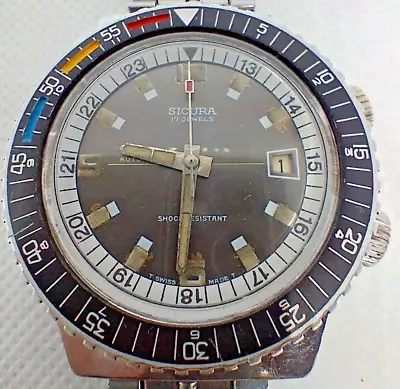 Vintage Automatic Watch Sicura BFG Cal. 158 Double Crown Swiss Made 70's. • $497.33