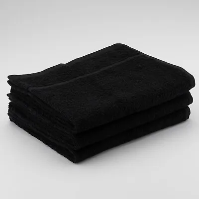 12 X Black Hairdressing Towels Gym Barber Salon Beauty Towels 50x85cm • £29.99