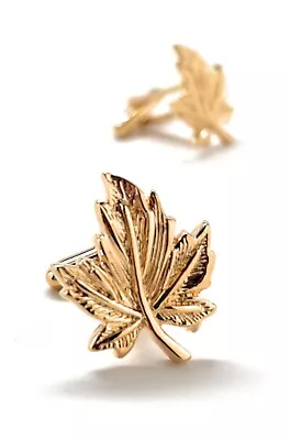 Gold Maple Leaf Cufflinks 3D Design Highly Detailed Cuff Links Oh Canada Maple • $21.50