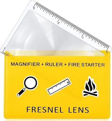 Credit Card Size Magnifier Fresnel Lens Ruler Fire Starter Wallet Pocket Reading • $5.99