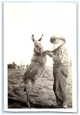 C1940's Peter Voss & Donkey Dancing Prospector Miner RPPC Photo Postcard • $39.95