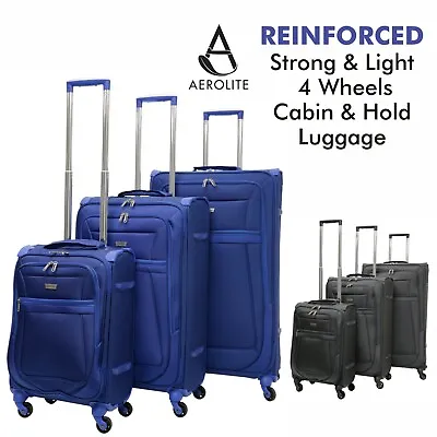 £59.99 • Buy Aerolite Reinforced 4 Wheel Lightweight Luggage Suitcase Cabin Medium Large Hold