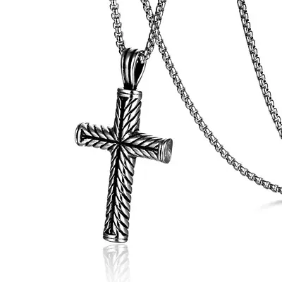 Cool Boys Mens Stainless Steel Cross Pendant Necklace For Men Women Chain • $9.88