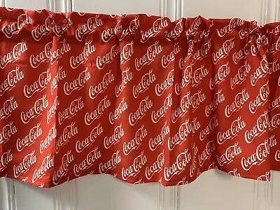 Coca Cola Coke Soda Pop Fabric Valance Curtain 42x12” Window Topper • $19.99