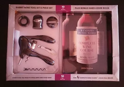 NEW Metrokane Rabbit Wine Opener Tool Kit 6-Piece 2004 Complete Wine Course Book • $36.49