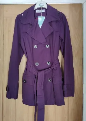 Purple Belted Trench Coat Size 10 Vanilla Sands • £12.99