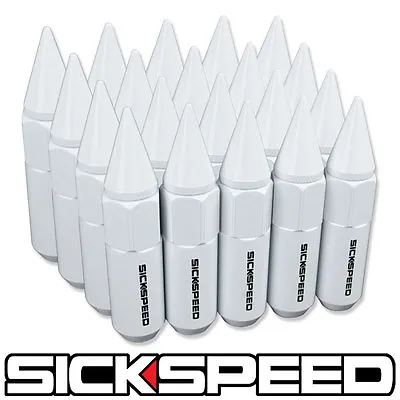 Sickspeed 20 Pc White Spiked Aluminum 60mm Lug Nuts Wheels/rims 12x1.25 L12 • $63.65