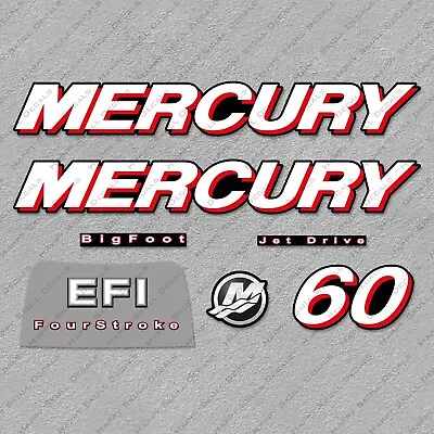 Mercury 60 Hp Four Stroke EFI 2006-2010 Set Outboard Engine Decals Sticker • $44.99