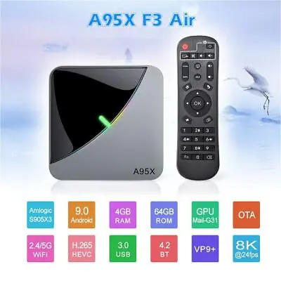 $50.34 • Buy A95X F3 Air RGB Light Android 9.0 TV BOX Amlogic S905X3 4G 64G Wifi Media Player
