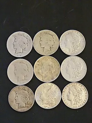 Morgan/Peace Silver Dollars Lot Some Cleaned. 9 Total • $230