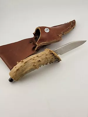 Deer Antler Fixed Blade Knife Antler Handle & Leather Sheath Mountain Man Knife • $59.99