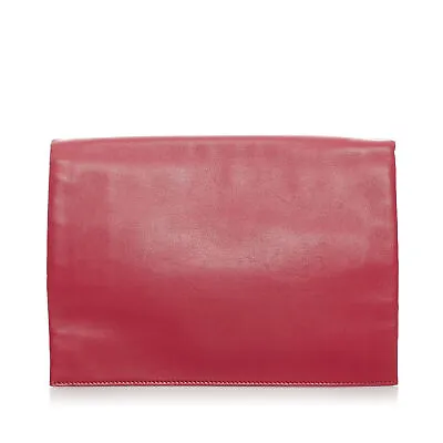 Authenticated Celine Trio Red Calf Leather Clutch Bag • $703
