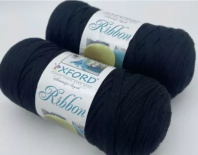 Oxford 100% Cotton Ribbon Tape Yarn - Crochet Bags Baskets -2x250g Rolls - Navy • £8.99