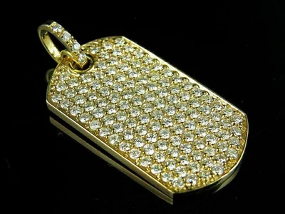 $114.30 • Buy 2.50Ct Round Simulated Men's Dog Tag Cluster Pendant 925 Silver 14k Gold Plated