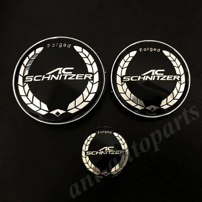 3x AC Schnitzer Hood Trunk Steering Wheel Center Cap Emblem Badge Decal • £12.68