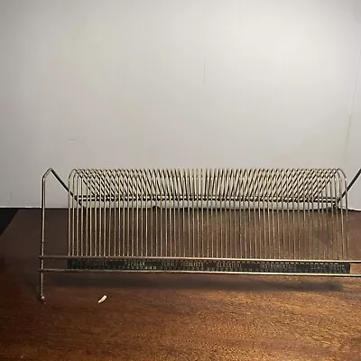 Vintage 45 RPM RECORD HOLDER Rack Stand Metal Gold Wire 60 Slots  Mid Modern MCM • $35