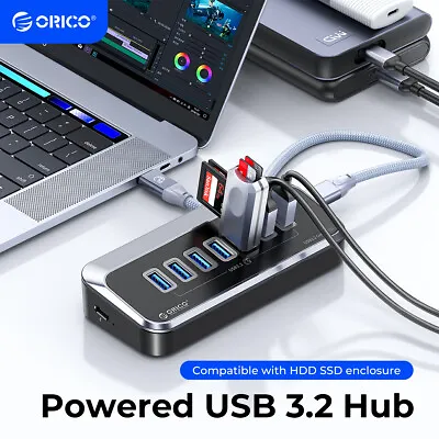 ORICO USB C Hub To 7 Port USB 3.2 Gen 2 Hub 10Gbps USB Splitter For Mac Pro/Mini • $31.99