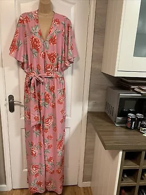 Plus Size 26 Pink Rose Print Jumpsuit  TALL BNWT  • £6.99