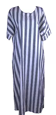 NWT Women's Size XXL (20) Grey & White Striped Long Dress Made By Zanzea • $25