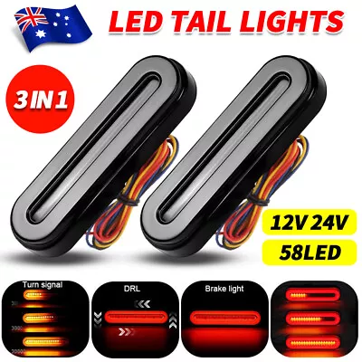 2X 58 LED Rear Stop Brake Flowing Turn Signal Tail Lights Truck Trailer Caravan • $26.45