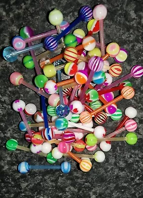 £2.60 • Buy Flexi Plastic Tongue Bar Body Piercing Jewellery Multi Colours 5 Pack