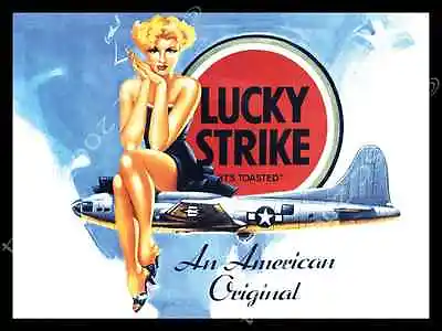 $24.99 • Buy Lucky Strike Metal Sign, Vintage Pinup Girl, US Air Force, Military, Airplanes