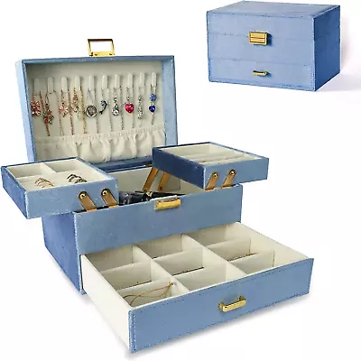 Velvet Jewelry Boxes For Women Girls Jewelry Organizer Box Jewelry Storage Org • $127.27