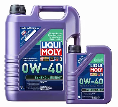 £67.99 • Buy 0W40 Engine Oil Liqui Moly Synthoil Energy BMW LL MB VW PORSCHE FORD 9515 6L