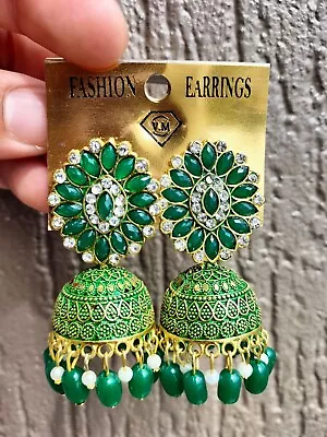 $10 • Buy Indian Jhumka Jhumki Dangle Earring Vintage Silver Gold Tassel Bell Drop Earring