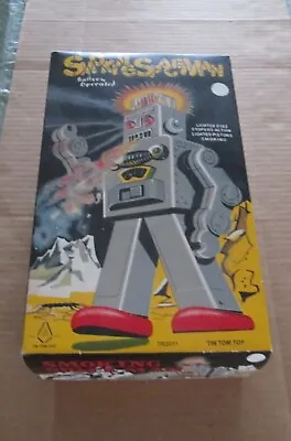 Vintage Rare Blue Color TIN TOM TOY Smoking Spaceman 12” Robot Battery Operated • $199