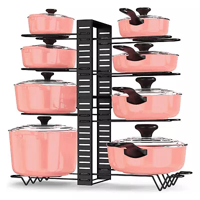 Pots And Pans Organizer For Cabinet 8 Tier Adjustable Pot And Pan Organizer Rack • $17.99