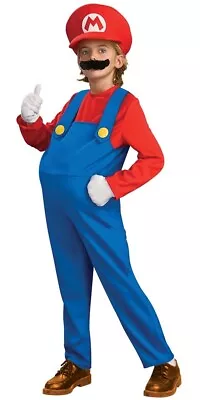 Super Mario Deluxe Mario Child Costume WITH Hat Gloves + More Size M (8-10) NEW • $35