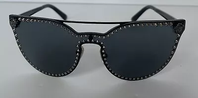 Versace Black Mirror Cat Eyes Shield Studded Mod. 2177 Pre-Owned Slightly Used • $149.99