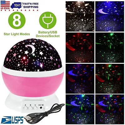 Night Light For Kids Moon Star Night Light Projector Baby Bedroom Star Projector • $12.19