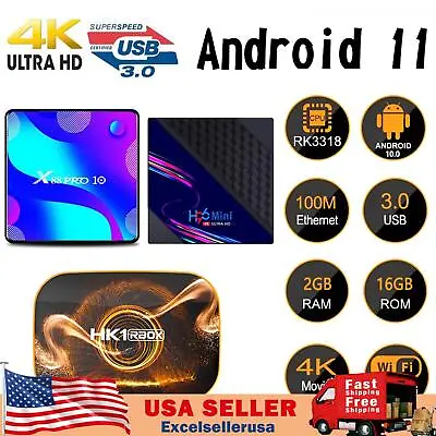 Mini 8Gb/16Gb Smart Tv Box 4K 2.4G Wifi 3D Media Player Android Tv Box 10.0/11.0 • $40.89