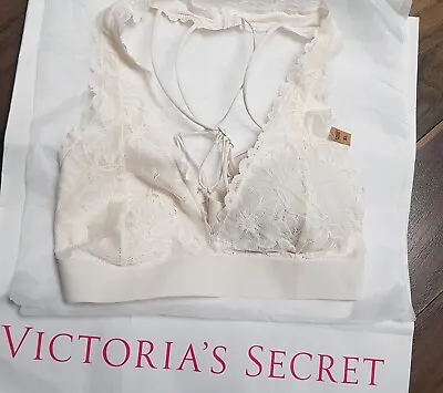 Victorias Secret  Cream Lace Bralette Strappy Ajustable Back XL Nice UK 14 £26 • £12.99