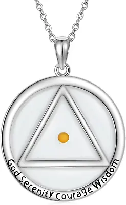 AA With Mustard Seed Sobriety Gift Alcoholics Anonymous Necklace Sterling Silver • $91.95