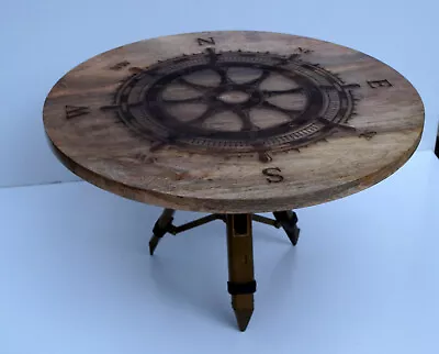 Maritime Ship Wheel Style Coffee & Tea Tripod Table Bar Cafe & Restaurant Decor • $220.78