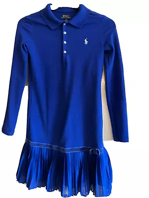 £0.99 • Buy Girls Electric Blue Ralph Lauren Dress With Ruffled Hem Age 8/10 Pretty Cute