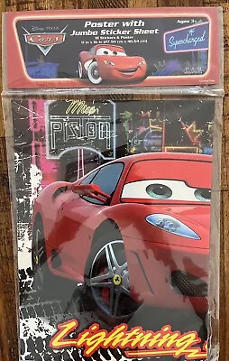 NEW Sealed Disney Pixar Cars Lightning McQueen Poster With Jumbo Sticker Sheet • $10