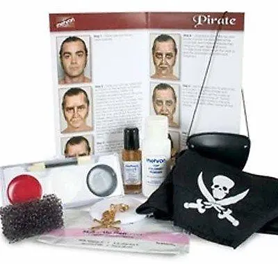 New Authentic Mehron Professional Premium Pirate Make-up Kit W/ Props Eyepatch • $6.99