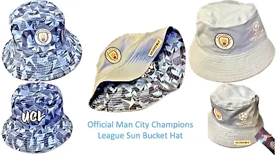 Manchester City Official Champions League Sun Bucket Hat Reversible Fans Gifts • £27.99