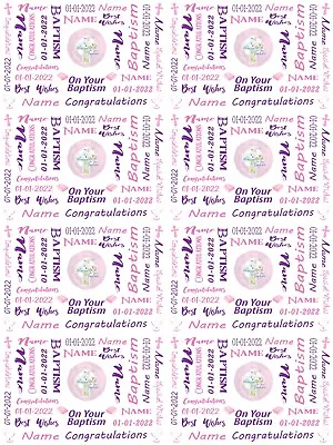 Baptism Personalised Wrapping Paper Choose Colour ADD NAME & BAPTISM DATE • £4.19