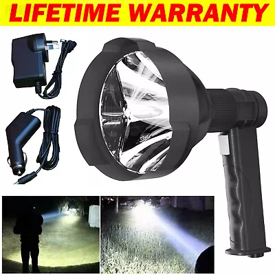 LED Hunting Spot Light Handheld Rechargeable W/ Car Charger Chasing Deer Rabbit • £25.02