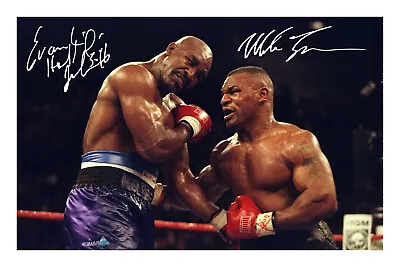 Mike Tyson & Evander Holyfield Signed Photo Print Poster Autograph Boxing • £5.99