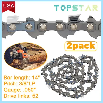 2Pack 14  Chainsaw Chain For Echo CS-310 CS-352 CS-341 CS-370 3/8  LP .050 52 DL • $14.39